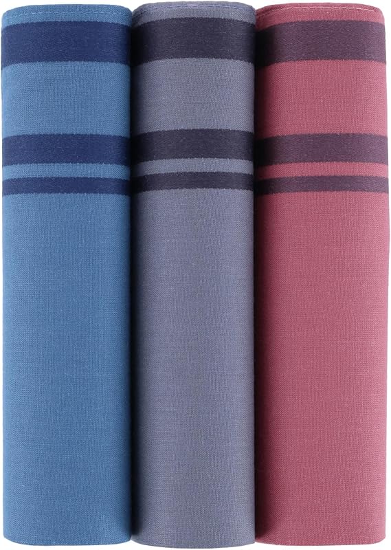 Trafalgar Men's Cotton Modern Handkerchiefs (3 Pack)
