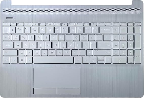 Replacement for HP 15-DW 15S-DU 15S-DY 15-DW0081WM HP 15-DW1081WM 15-DW1083WM 15-DW0083WM Laptop Upper Case Palmrest Non-Backlit Keyboard Touchpad Assembly Part L52023-001 Sliver