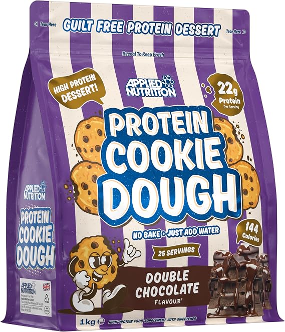 Applied Nutrition Protein Cookie Dough 1kg – High Protein Snack, Over 22g of Protein Per Serving, Ready-to-Eat– Low Calorie, Healthy Treat (1kg – 25 Servings) (Double Chocolate)