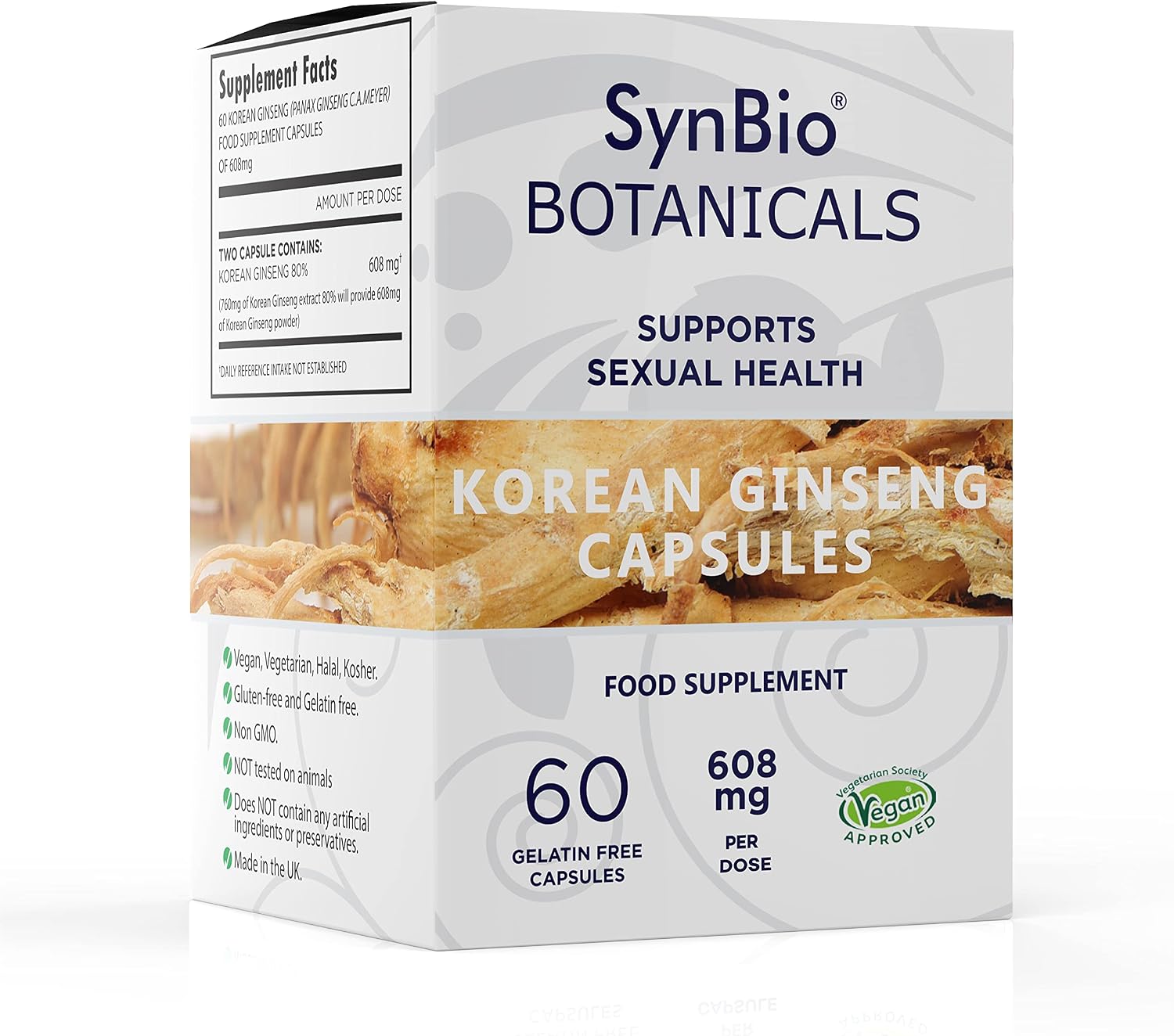Botanicals - Korean Ginseng Panax Extract Capsules | Vegan | Made in The UK | Gluten Free | Salt Free | Nut Free | Kosher KLBD | Halal | Supports General Wellbeing