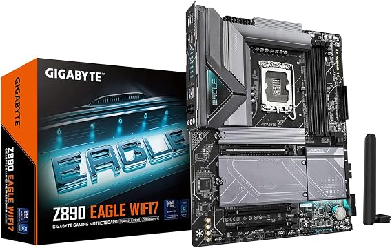 GIGABYTE Z890 Eagle WIFI7 Intel Core Ultra (Series 2) LGA 1851 Motherboard, ATX, DDR5, 4X M.2, PCIe 5.0, USB4, WIFI7, 2.5GbE LAN, EZ-Latch