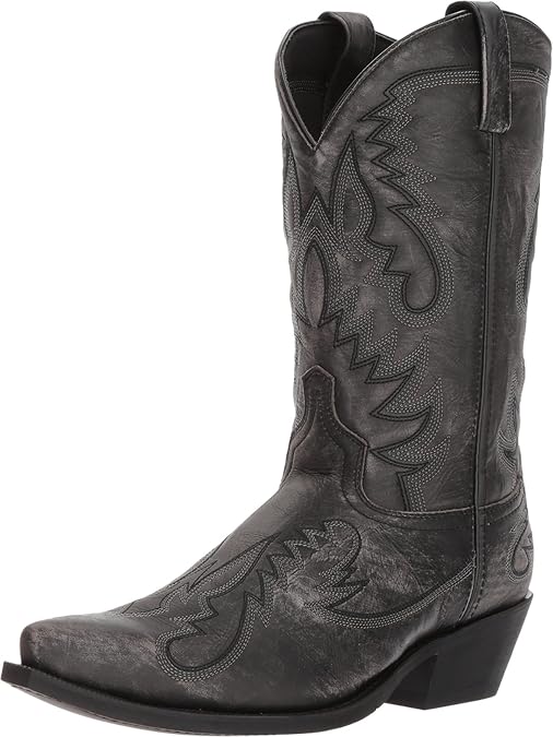 Laredo Mens Garrett Distressed Snip Toe Pull On Casual Boots Mid Calf - Black