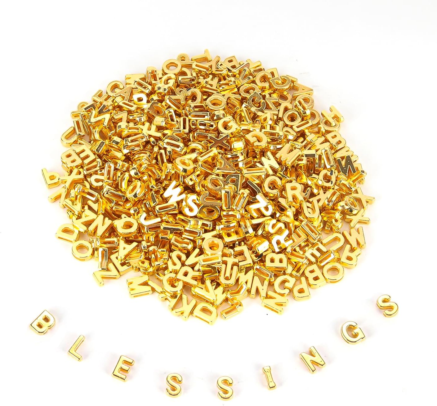 500 Pieces 9x12mm Big Large Alphabet Letter Beads A-Z Mixed Plastic Shape Loose Beads for Jewelry Making Bracelets Necklaces Key Chains Gold