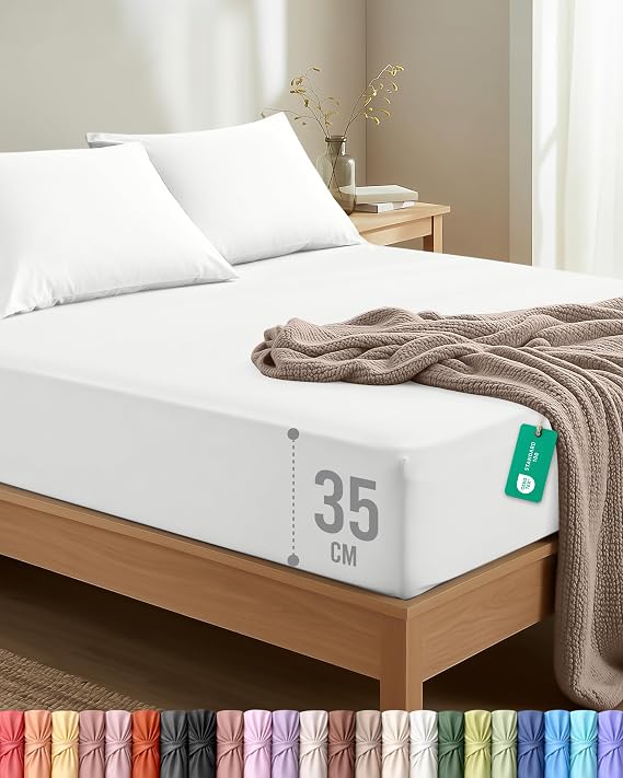 Utopia Bedding Double Fitted Sheet with Standard Pillow cases, White