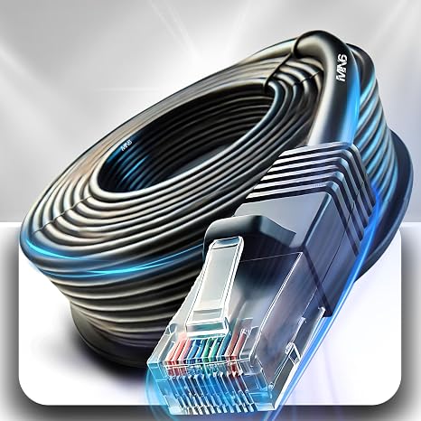 MN6 M107X CAT6 Dış Mekan Ethernet Kablosu 15 Metre UV Korumalı RJ45 LAN İnternet Kablosu, 23AWG 0.57mm, Çift Katmanlı PE+PVC Dış Kılıf