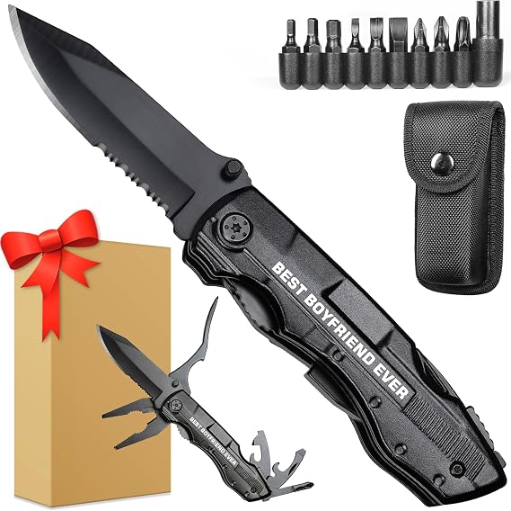 Gifts for Boyfriend, Multitool Knife"BEST BOYFRIEND EVER", Birthday Gifts for Boyfriend - Best Boyfriend Ever Gifts, Boyfriend Christmas Gift, Valentines Day Gifts for Boyfriend, Camping Gifts