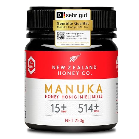 New Zealand Honey Co. Manuka Honey UMF 15+ / MGO 514+ Raw & Monofloral Independently Laboratory Tested - Origin New Zealand QR Traceable - 250g