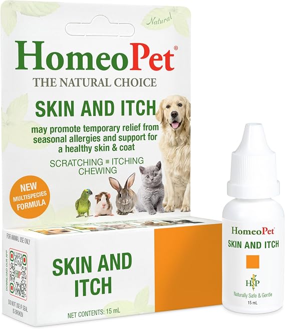 HomeoPet Skin and Itch, Skin Soother for Dogs and Cats, 15 Milliliters
