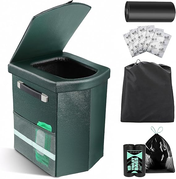 Sckee Portable Toilet and 50Pack 13 Gallon Heavy-Duty Waste Liners for Portable Toilet