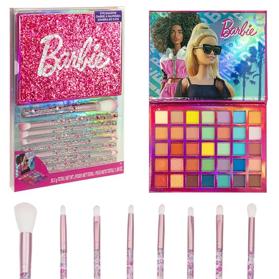Barbie 35-Well Shadow Palette with 8 Brushes, Ages 8+