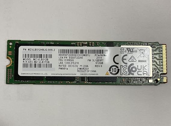 MZVLB512HBJQ-000D7 Samsung 512GB PM981a SED Encryption M2 M.2 2280 PCIe SSD (New ), MZ-VLB512C 0WD87X WD87X, PM981 Phoenix Controller, Compatible with Dell HP Acer Asus Lenovo