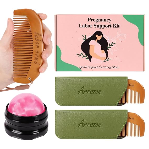 2 Pcs Labor Comb & Massage Roller Ball Kit, Hospital Bag Must Haves