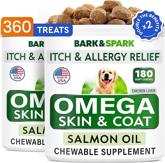 Omega 3 for Dogs - Fish Oil for Skin & Coat Health, Itch & Allergy Support