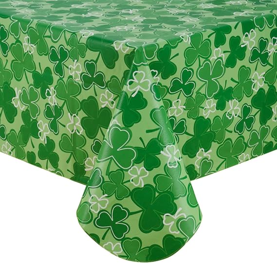 St. Patrick's Day Vinyl Flannel Backed Tablecloth, Traditional Sham, 52x90"