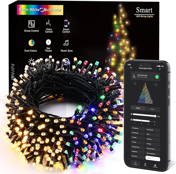 ODEETRONIC Smart Christmas Mini String Lights, 98 ft 300 LED Color Changing