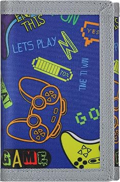 Kids Wallets for Boys and Girls Ages 4-18 Trifold, Toddler/Youth Wallet for Boys Age 5-7 with Zippered Coin Pocket and Card Holders, Novelty Wallet for Childrens Birthday Gifts - Blue Gamepad
