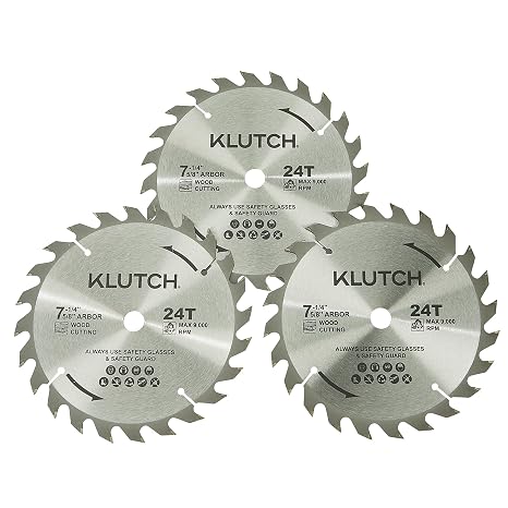 Klutch 24T Circular Saw Blade Set, 7-1/4in., 3-Pc.