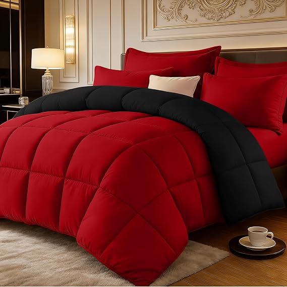 Shatex 3Pcs King Size Solid Comforter Set, Bedding Set with 1Comforter Set & 2 Pillowcases, Soft Comforter for All SeasonSCNice