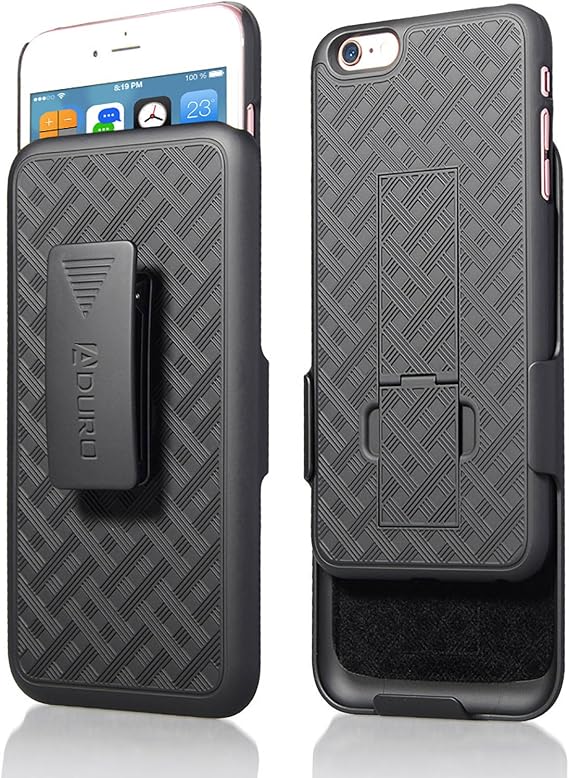 iPhone 6S Plus / 6 Plus (ONLY) Case, Aduro COMBO Shell & Holster Case Super Slim Shell Case w/ Built-In Kickstand + Swivel Belt Clip Holster for Apple iPhone 6S Plus / 6 Plus