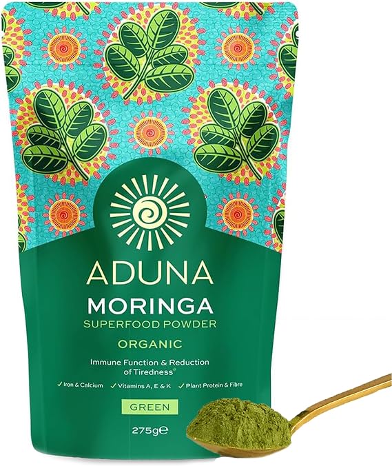 Aduna Organic Moringa Powder | 100% Pure Moringa Leaf for Energy & Immune Support | Natural Vegan Source of Iron, Calcium & Protein | Superfood Powder for Smoothies, Soups, Stews & More | 275g