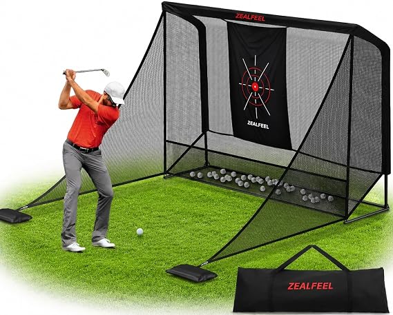 ZEALFEEL Golf Net, 10x7/8x8FT,Side Barriers & Auto-Ball Return for Backyard