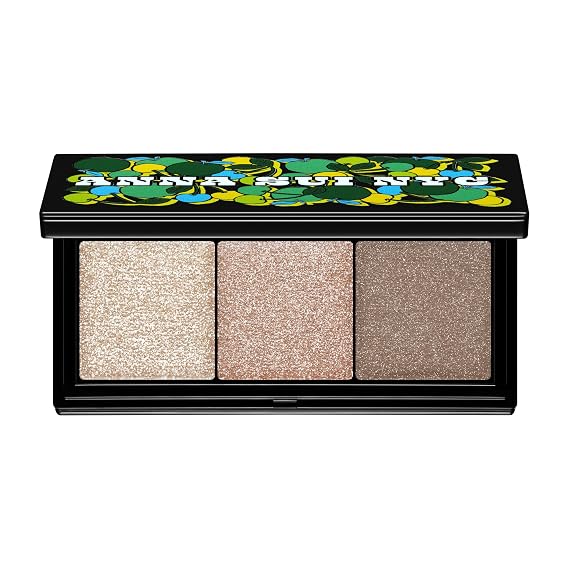 ANNA SUI 3-Color Palette, Sheer & Layerable Eye & Cheek Makeup, Natural Muted Shades with Pearl Shimmer, Lightweight Blendable Texture, Compact Case, 04 Enchanting palette with soft greige, 0.26 oz