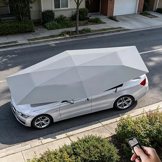 Fully Automatic Car Tent Umbrella, Fully Automatic Car Umbrella with Remote Control, Portable Automatic Car Cover Umbrella, for Outdoor Vehicle Protection Grey-5M