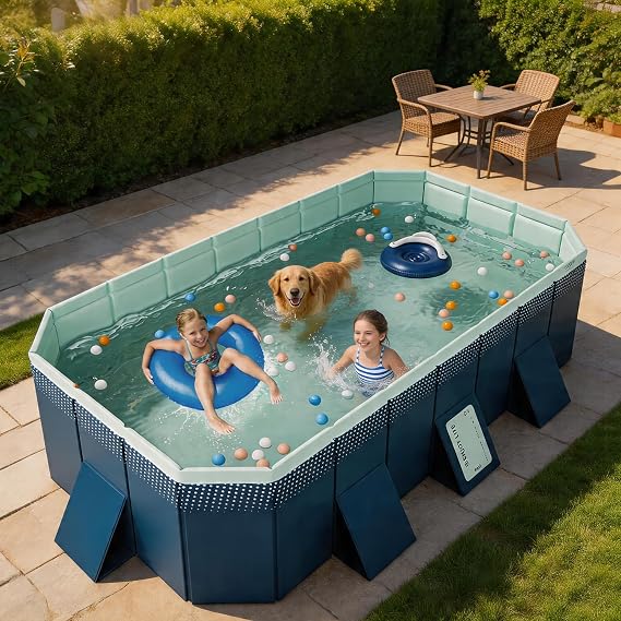 113" Foldable Pool for Kids & Adults, Non-Inflatable Swimming Pool