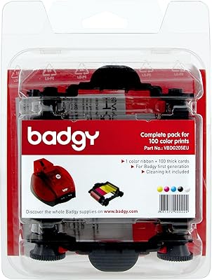 BADGY 1 YMCKO Rib Clean KIT 100 Cards 0.76MM for BADGY