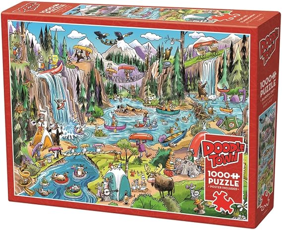 Cobble Hill 1000 Piece Puzzle -DoodleTown: Portage Pandemonium - Sample Poster Included