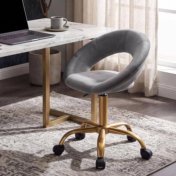 DUHOME Swivel Rolling Chair, Velvet Home Office Chair