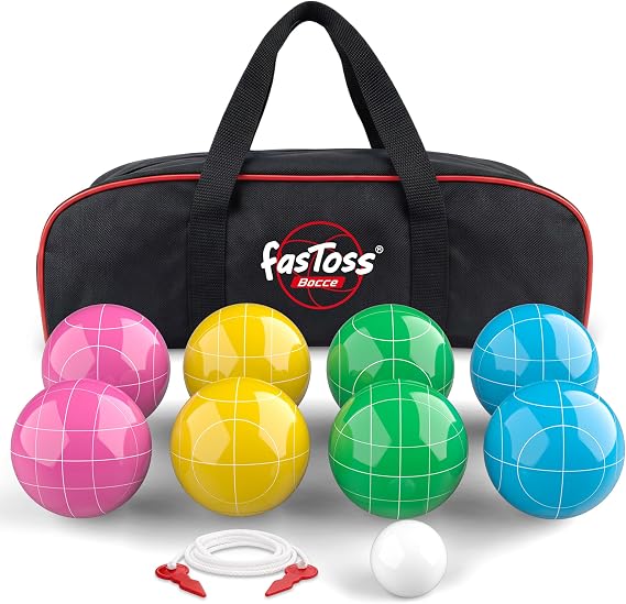 Bocce Ball Set 90mm Solid Resin, Pastel Pink Multicolor, Lawn Beach Game
