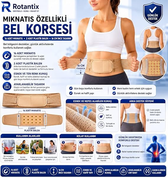 Asorti Bel Ağrısı Çekenler için Ağrı Önleyici Mıknatıslı Bel Kemeri