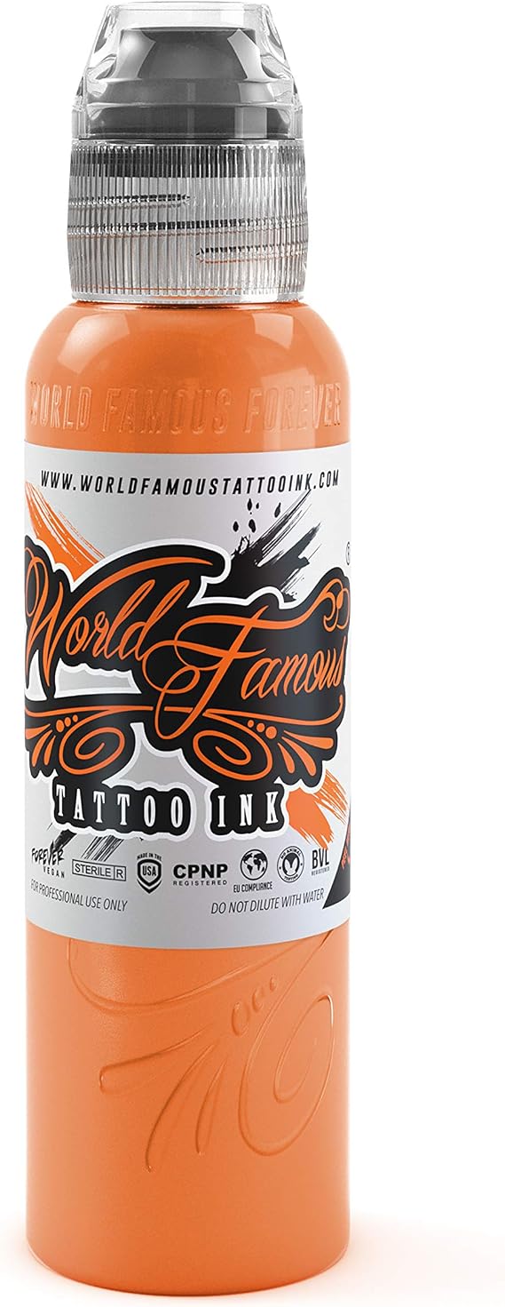 World Famous Orange Tattoo Ink, Vegan and Professional Ink, Made in USA, Everest Orange, .5 oz
