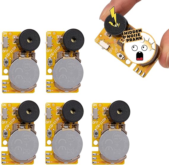 Cricket Noise Maker Prank(5Pcs) Mini Hidden Noise Maker Funny Hidden Beeping Prank for Home Office Party- Yellow