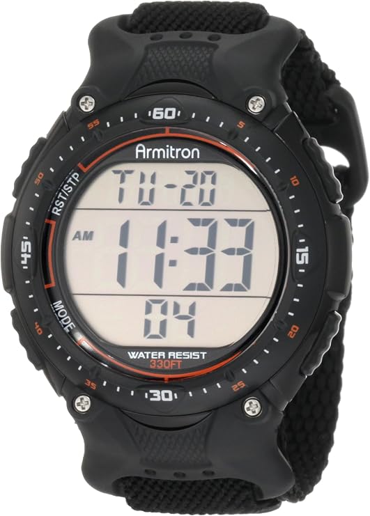 Armitron Sport Men's 408159BLK Chronograph Black Strap Digital Display Watch, Black, 40/8159BLK, Black, 40/8159BLK