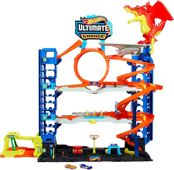 Hot Wheels City Ultimate Garage Track Set & 2 Die-Cast Toy Cars