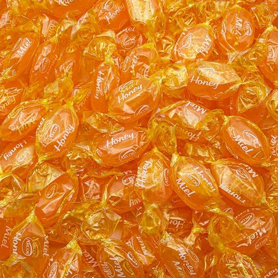 Honey Filled Hard Candy 1 lb Individually Wrapped, Hard Shell and Soft Center, Gluten Free, Bulk