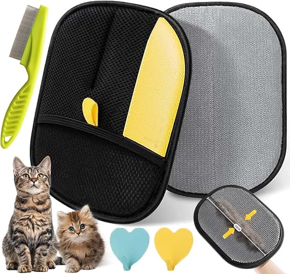 Electrostatic Pet Hair Removal Glove, Static Removal Gloves for Pet Hair, Reusable Double Sided Electrostatic Pet Hair Remover for Couch, Furniture, Carpet, Car Seat (1PC)