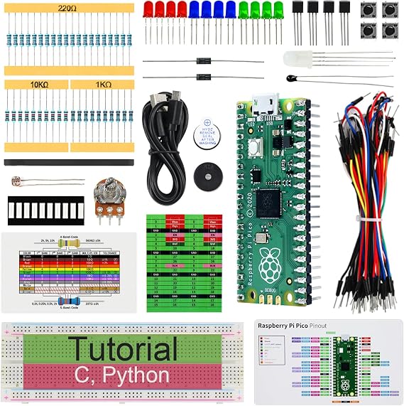 Freenove Basic Starter Kit for Raspberry Pi Pico (Included) Dual-Core Arm Cortex-M0+ Microcontroller 386-Page Detailed Tutorial 142 Items 55 Projects Python C Code