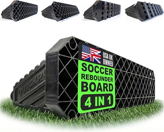 QUICKPLAY Replay Station Soccer Rebounder Board - 4-in-1 Passing Trainer | 4 rebound angles, Dual surface, Adjustable rebound, First touch & control, Backyard, Soccer training equipment, portable