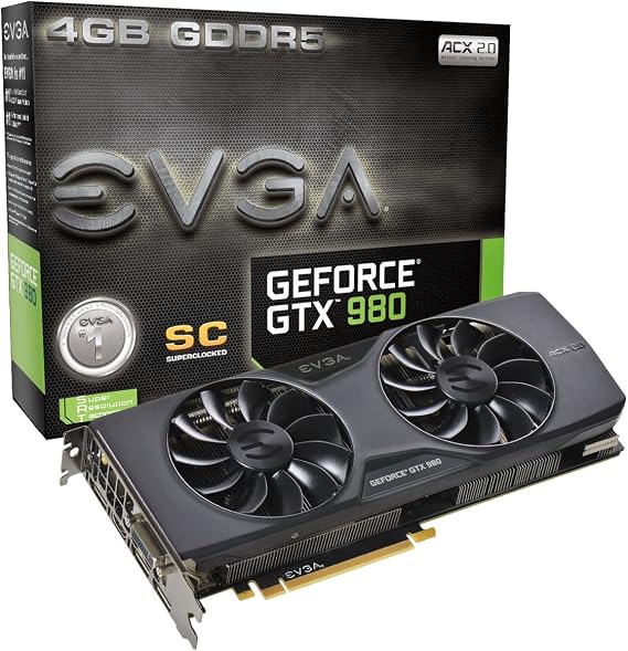 EVGA GeForce GTX 980 4GB SC GAMING ACX 2.0, 26% Cooler and 36% Quieter Cooling Graphics Card 04G-P4-2983-KR