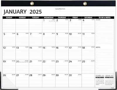 2025-2026 Desk Calendar Jan 2025 Jun 2026, 18 Monthly Calendar 2025-2026, Large Desk Calendar, 22 x 17, 2025 DeskWall Calendar with Desk Pad, To-do Lists, Ruled Blocks, Corner Protectors