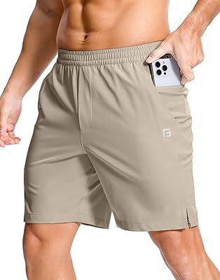 GGJ Mens Lightweight Athletic Shorts with 2 Zipper Pockets 759 Gym Workout Running Quick Dry Tennis Shorts for Men