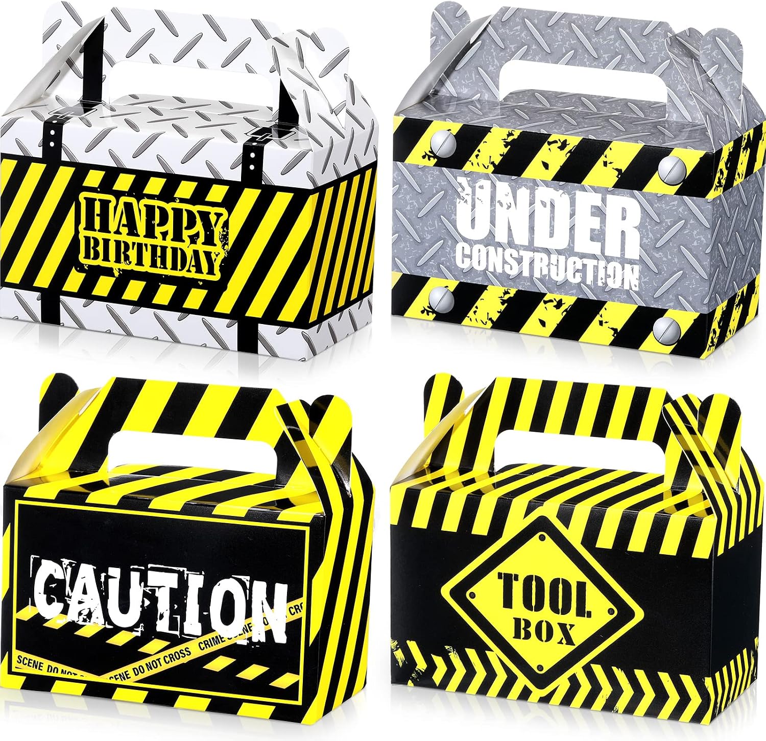 Marspark 16 Pack Construction Party Favor Treat Boxes Construction Birthday Party Supplies Dump Truck Goodie Bags for Baby Shower Dump Truck