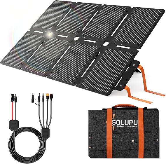 SOLUPUP 100W Portable Solar Panels-24% High Efficiency-Compact 8-fold Design MC-4 Output for Power Station Generator Power Banks RV & Emergency IP67 Waterproof for Camping RV Travel Outdoor Activities
