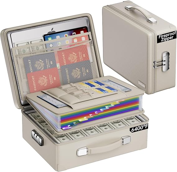 DocSafe 6400F Fireproof Document Box with Lock, 10 Layers Heat Insulated