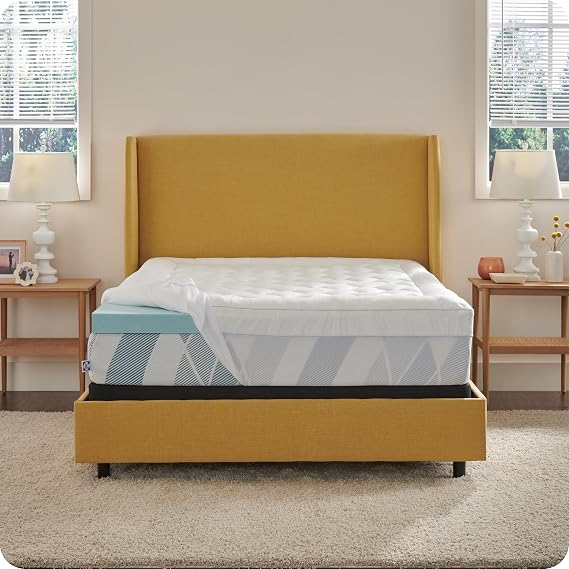 Sealy Dreamlife 3 Gel Memory Foam Twin Mattress Topper with 1 Quilted Cooling Cover, SealyComfort Gel Foam, SealyCool Poly Blend Cover