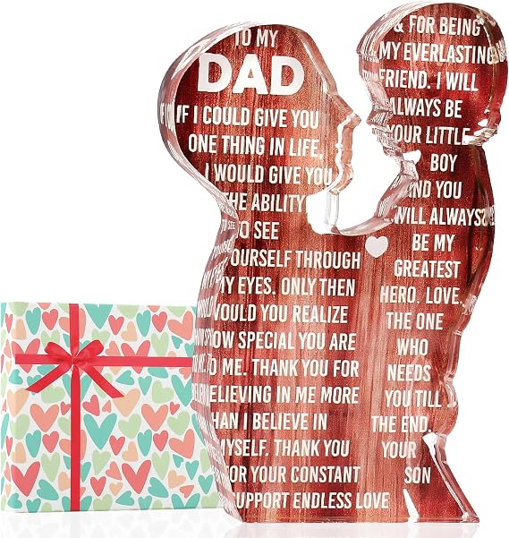 Dad Gifts from Son for Father's Day Birthday Christmas, Thoughtful Gifts for Papa Daddy, Acrylic Sign Home Office Decor, Intimate Father's Day Gifts for Dad from Son