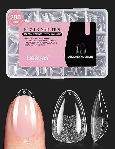Beetles Extra Short Almond Nail Tips 12 Sizes 288 Preformed